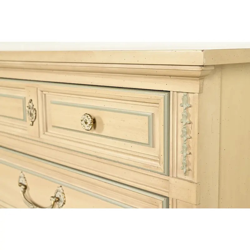 John Widdicomb Style French Regency Louis XVI Cream Lacquered Highboy Dresser, Circa 1960s - Image 12