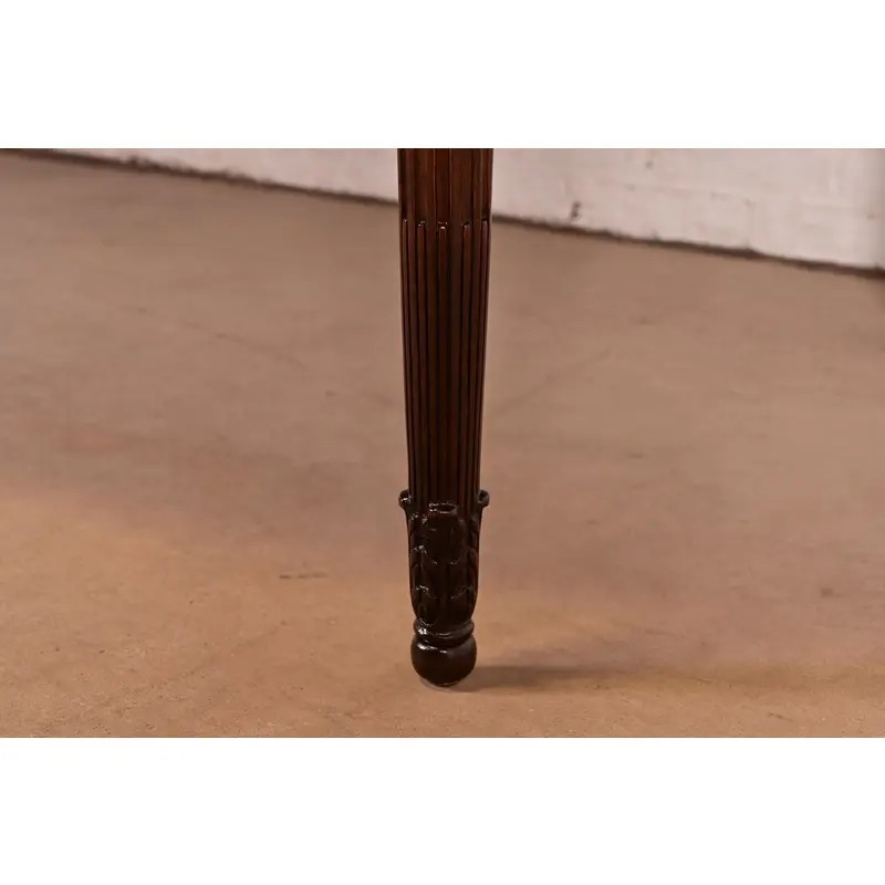 Karges French Regency Louis XVI Carved Walnut Extension Dining Table With Parquet Top, Newly Refinished - Image 12