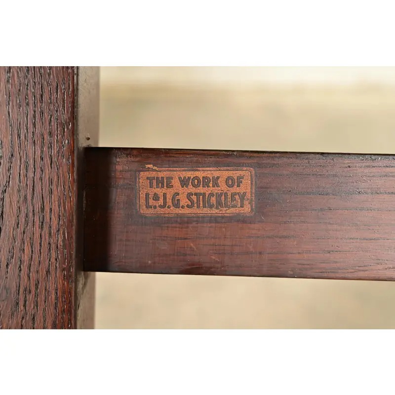 L. & J. G. Stickley Antique Mission Oak Arts & Crafts Side Chairs or Dining Chairs, Pair - Image 12