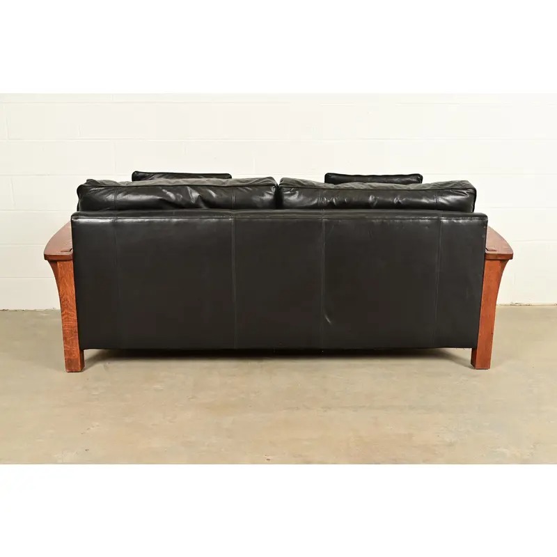 L. & J. G. Stickley Mission Oak Arts & Crafts Bow Arm Sofa - Image 12