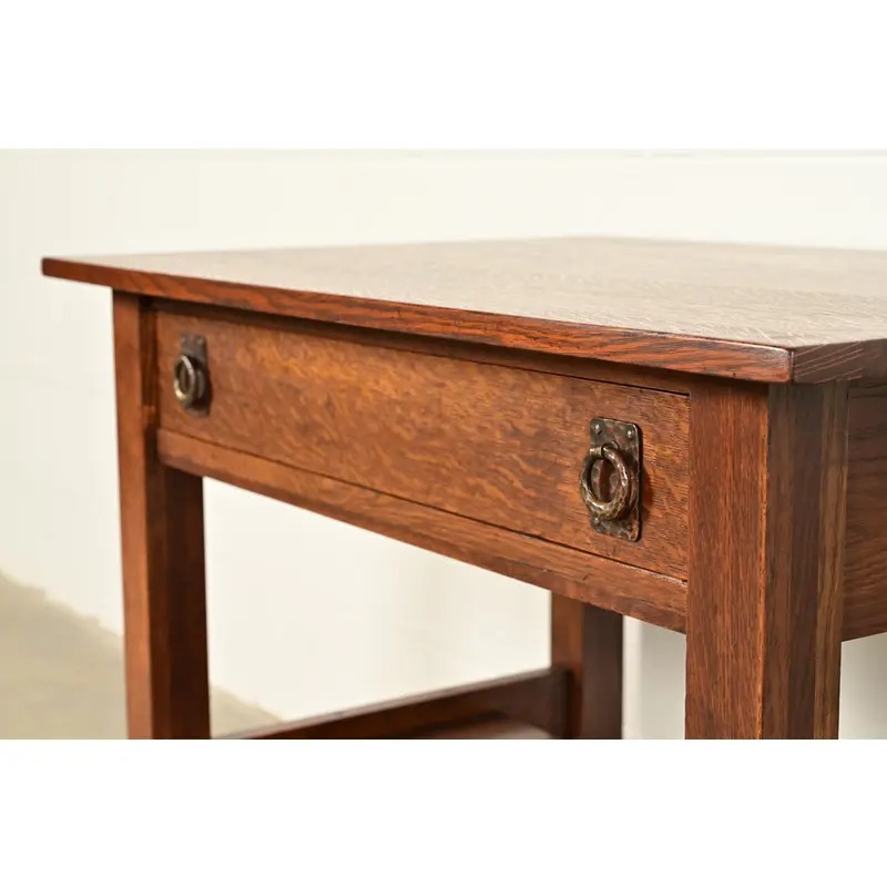 Lifetime Furniture Antique Mission Oak Arts & Crafts Desk or Library Table, Circa 1910 - Image 12