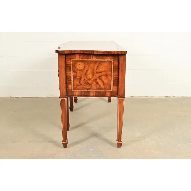 Maitland Smith Style French Regency Louis XVI Carved Mahogany and Burl Wood Sideboard Credenza - Image 12