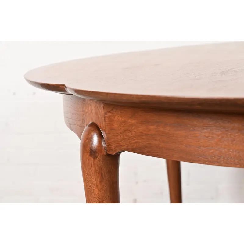 Mastercraft Mid-Century Hollywood Regency Cherry and Burl Wood Extension Dining Table, Newly Refinished - Image 12
