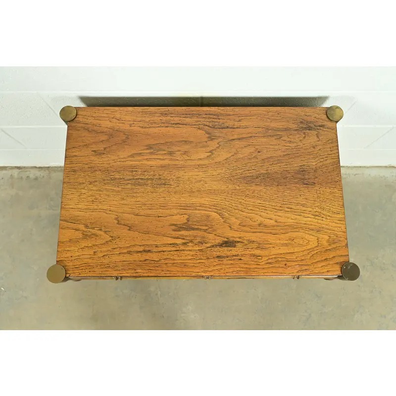 Mid-Century Hollywood Regency Campaign Carved Walnut Faux Bamboo Nightstand by Stanley, Circa 1960s - Image 12