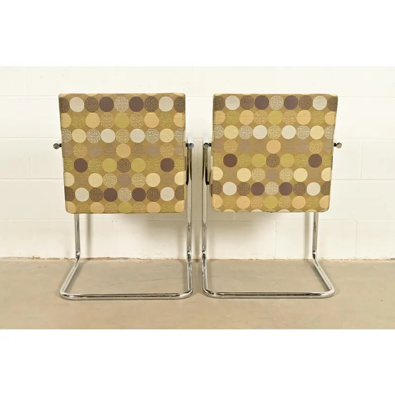Mies Van Der Rohe Brno Style Mid-Century Modern Chrome Tubular Cantilever Club Chairs, Set of Eight - Image 12