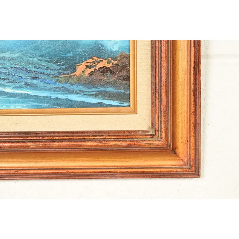 Original Signed A. Kirkham Framed Oil Painting on Canvas of Crashing Waves - Image 12