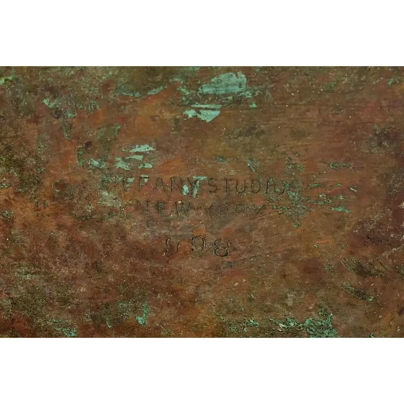 Tiffany Studios New York Grapevine Bronze Blotter Ends With Leather Desk Blotter - Image 12