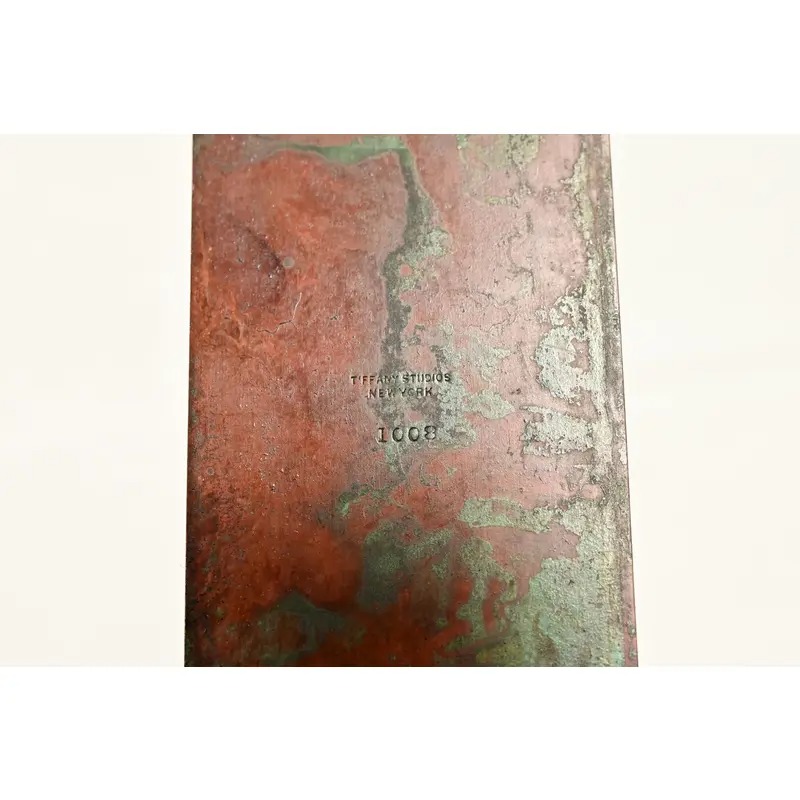 Tiffany Studios New York Grapevine Pattern Bronze and Favrile Slag Glass Letter Rack - Image 12