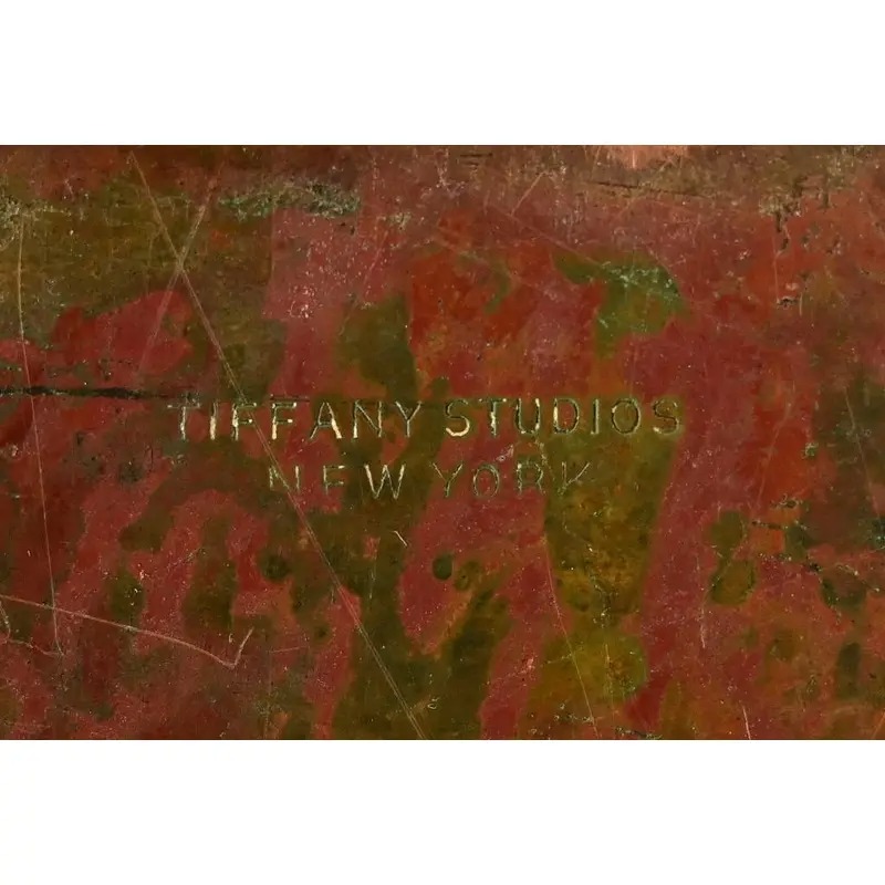 Tiffany Studios New York Grapevine Pattern Bronze Blotter Ends With Leather Desk Blotter - Image 11