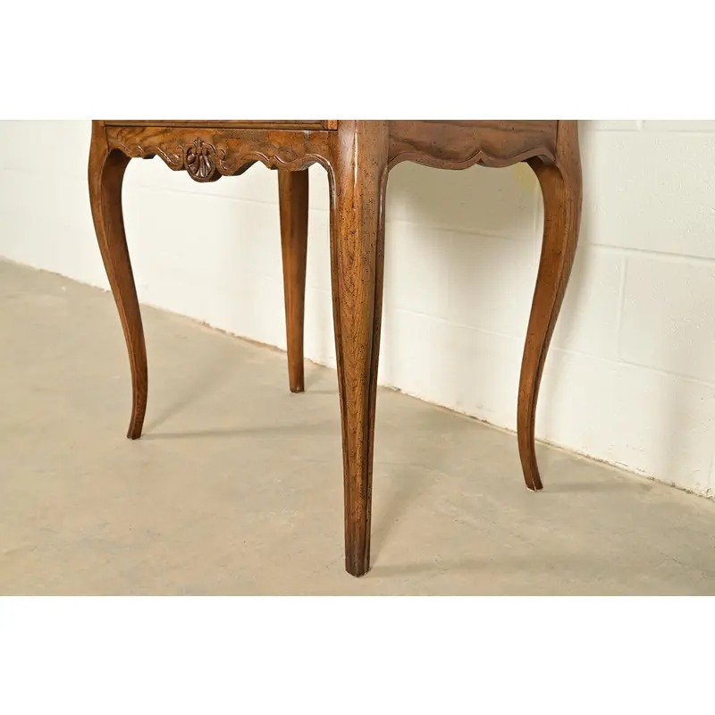 Baker Furniture French Provincial Louis XV Carved Oak Secretary Desk With Bookcase Hutch, Circa 1960s - Image 13