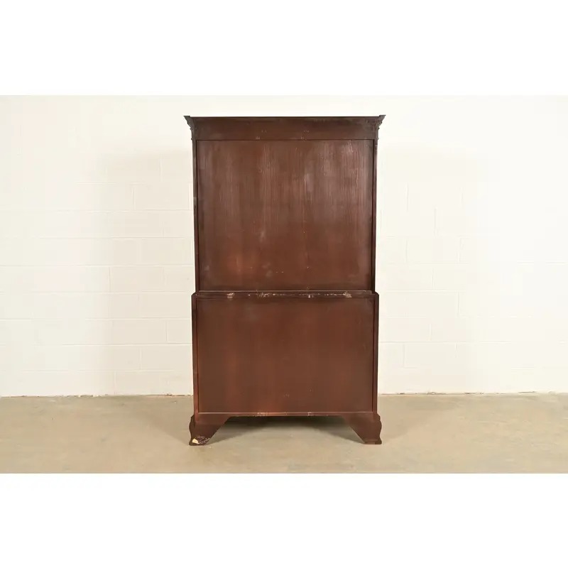 Baker Furniture Historic Charleston Chippendale Carved Mahogany and Burl Wood Eleven-Drawer Highboy Dresser - Image 13