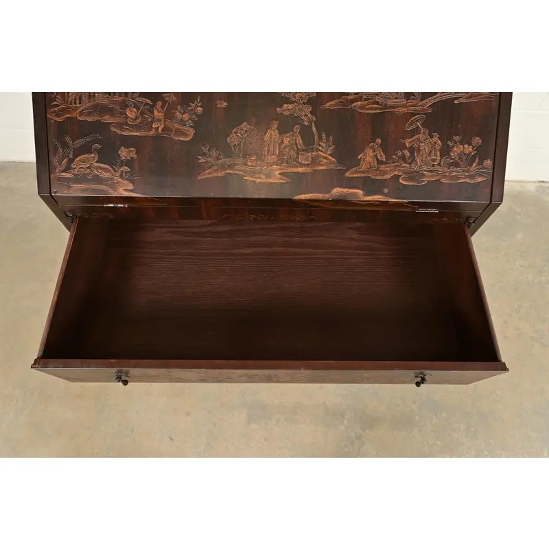 Baker Furniture McMillen Collection Venetian Chinoiserie Bureau With Secretary Desk - Image 13