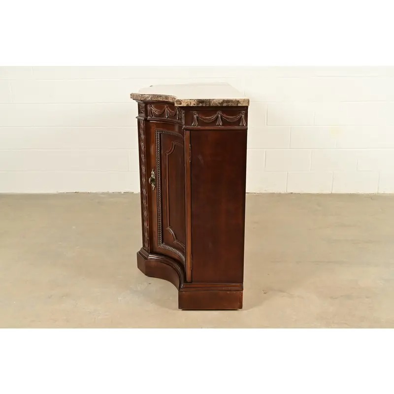 Bernhardt French Regency Louis XVI Carved Mahogany Marble Top Sideboard Credenza - Image 13