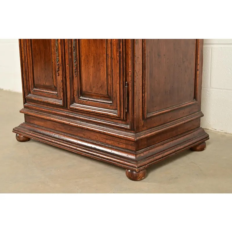 Guido Zichele Style Italian Provincial Carved Walnut Drop Front Secretary Desk With Lighted Bookcase Hutch, Circa 1970s - Image 13