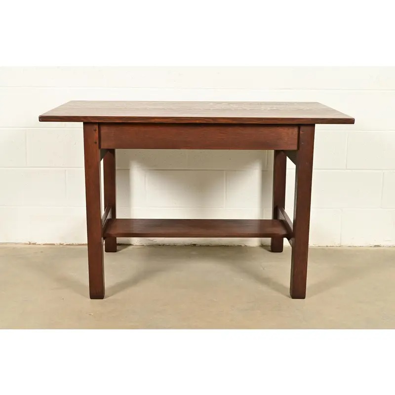 Gustav Stickley Antique Mission Oak Arts & Crafts Writing Desk, Newly Refinished - Image 13