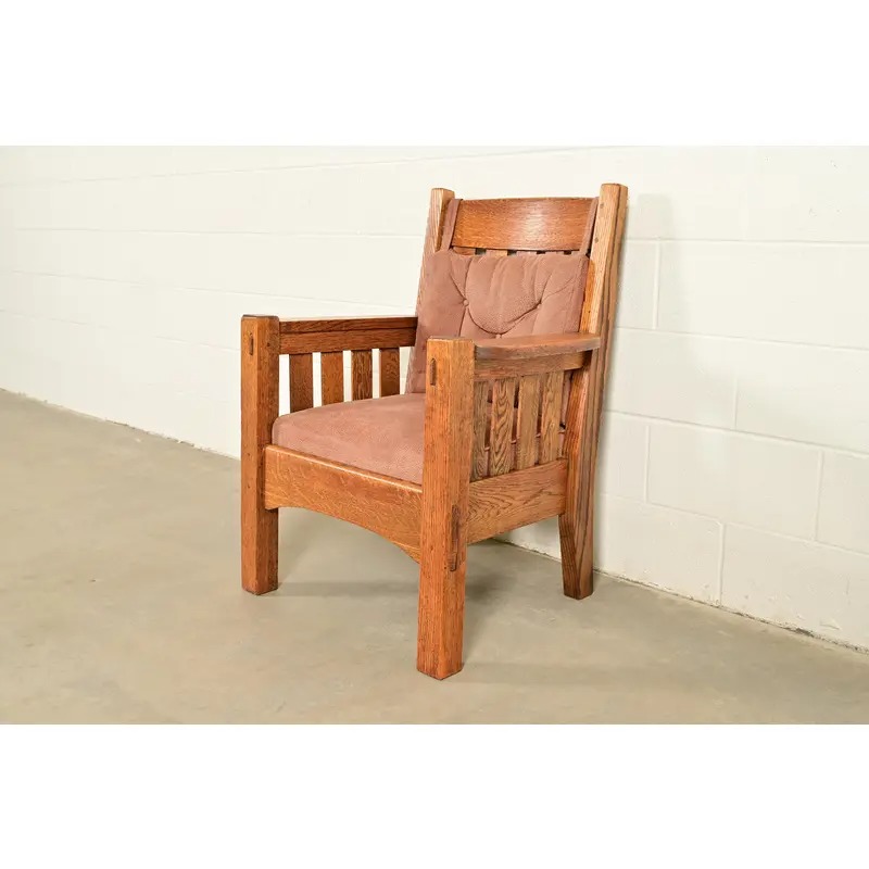 Harden Furniture Antique Mission Oak Arts & Crafts Lounge Chair, Circa 1910 - Image 13