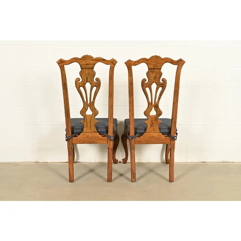 Henredon Georgian Carved Solid Oak Dining Chairs, Set of Six - Image 13