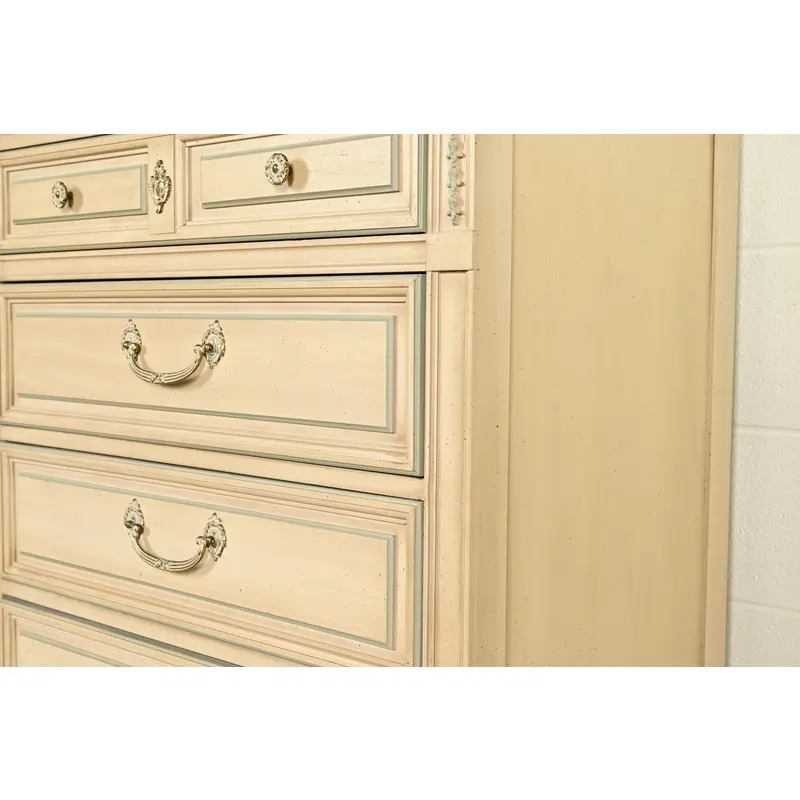 John Widdicomb Style French Regency Louis XVI Cream Lacquered Highboy Dresser, Circa 1960s - Image 13