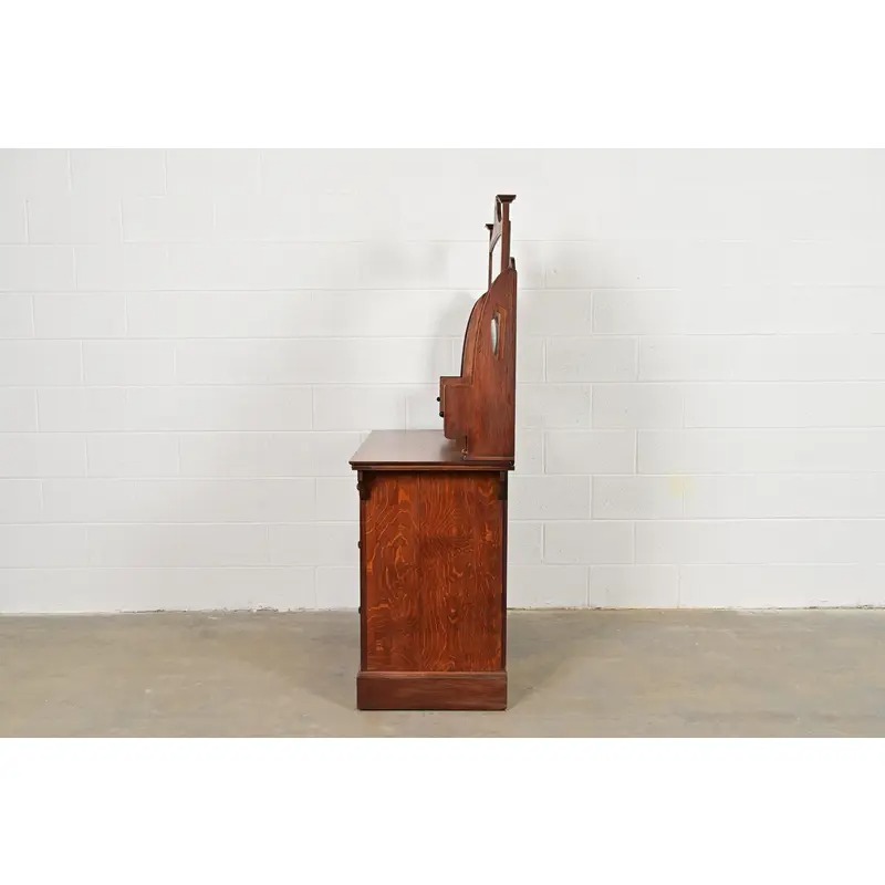 Liberty & Co. Antique English Mission Oak Arts & Crafts Vanity Dresser With Mirror, Circa 1900 - Image 13