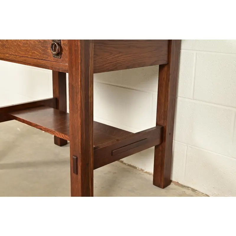 Lifetime Furniture Antique Mission Oak Arts & Crafts Desk or Library Table, Circa 1910 - Image 13