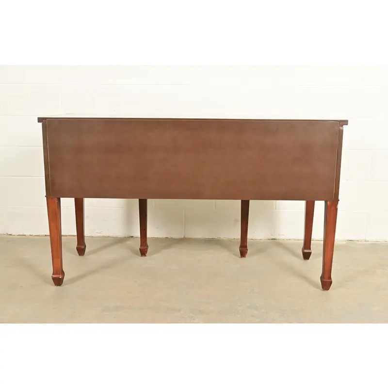 Maitland Smith Style French Regency Louis XVI Carved Mahogany and Burl Wood Sideboard Credenza - Image 13