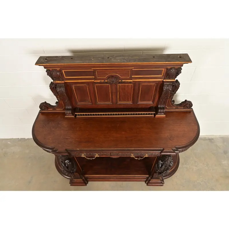 R. J. Horner Renaissance Revival Ornate Carved Oak Sideboard or Bar Cabinet, Circa 1880s - Image 13
