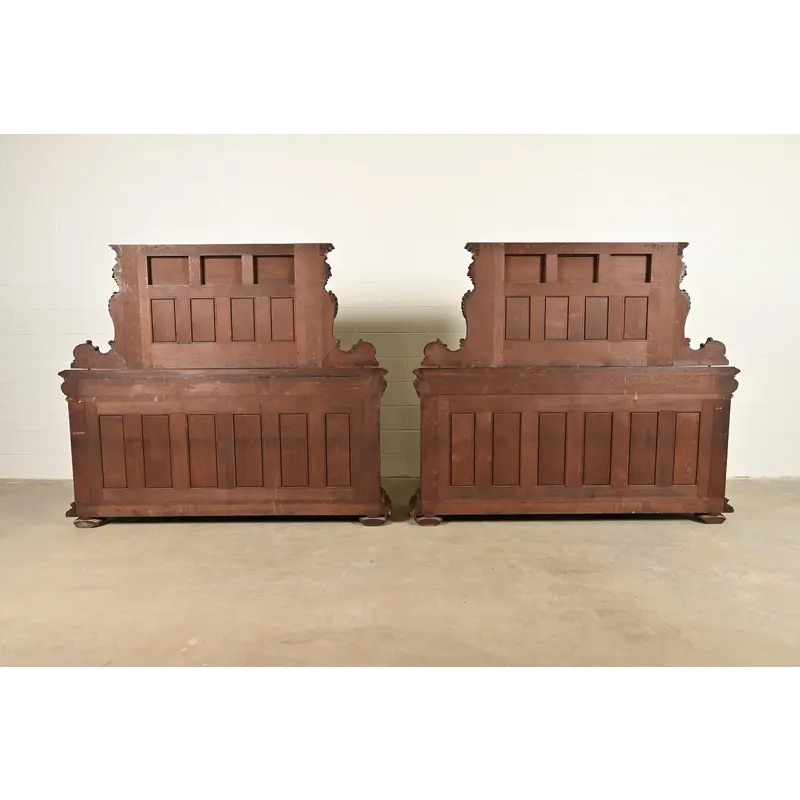 R. J. Horner Renaissance Revival Ornate Carved Oak Sideboards or Bar Cabinets, Circa 1880s - Image 13