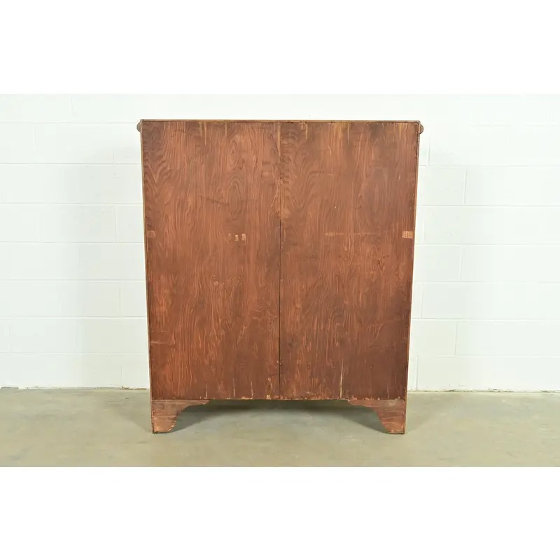 R. J. Horner Style Antique American Empire Carved Tiger Oak Double Bookcase Cabinet With Leaded Glass Doors, Circa 1890s - Image 13