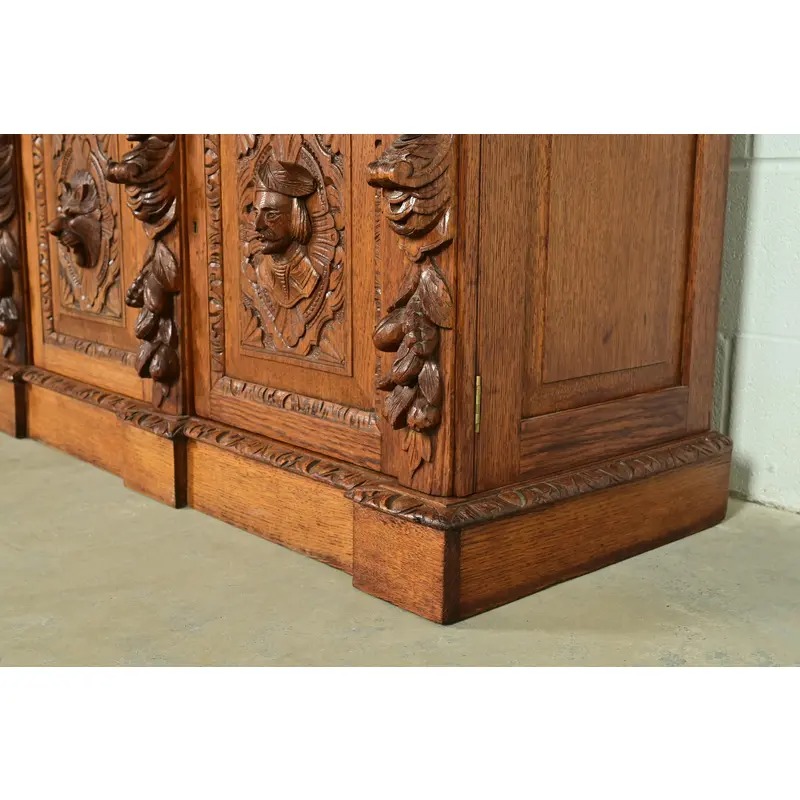 R. J. Horner Style Renaissance Revival Carved Oak Sideboard or Bar Cabinet, Circa 1890s - Image 13
