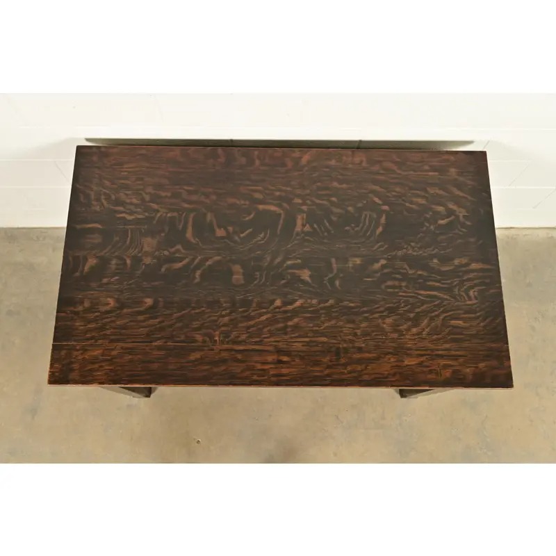 Stickley Brothers Style Antique Mission Oak Arts & Crafts Desk or Library Table, Circa 1910 - Image 13