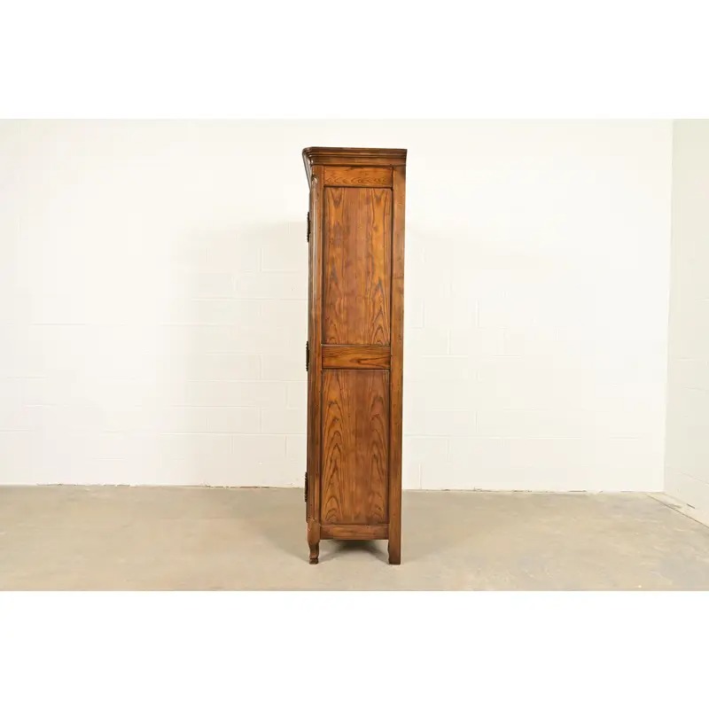 Baker Furniture French Provincial Louis XV Carved Oak Armoire Dresser or Linen Press, Circa 1960s - Image 14