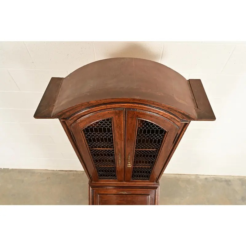 Guido Zichele Style Italian Provincial Carved Walnut Drop Front Secretary Desk With Lighted Bookcase Hutch, Circa 1970s - Image 14