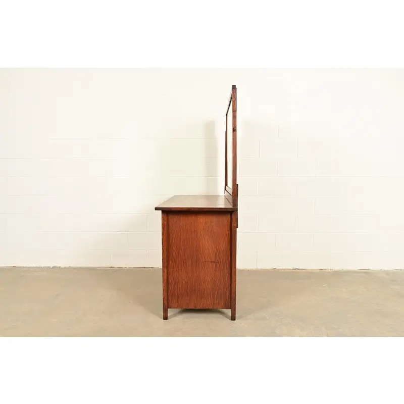 Gustav Stickley Antique Mission Oak Arts & Crafts Dresser With Mirror, Circa 1910 - Image 14