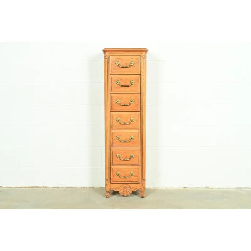 Hickory French Provincial Louis XV Carved Oak Lingerie Chest or Semainier
