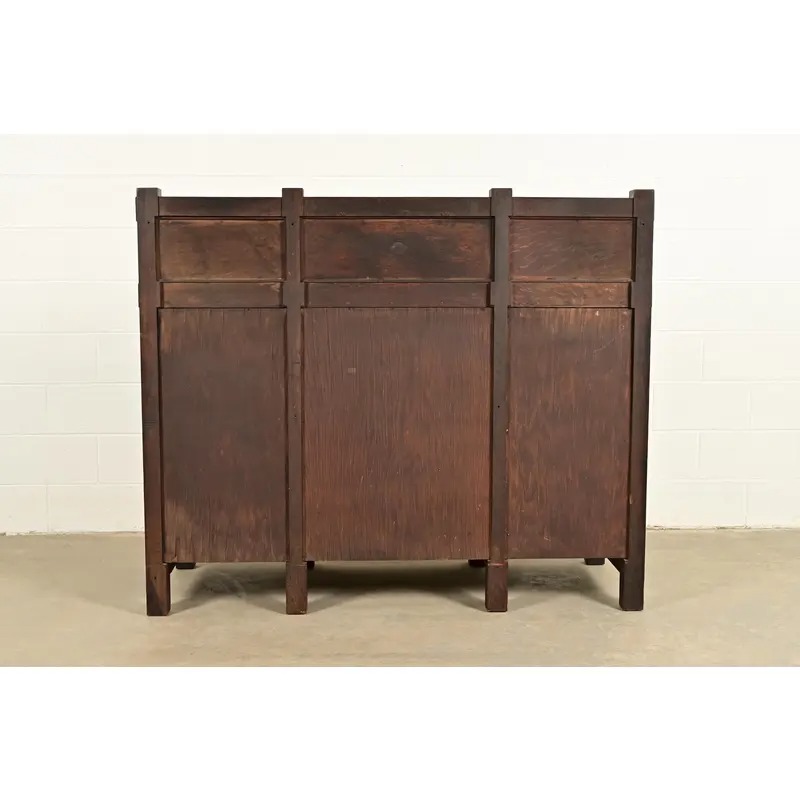 Imperial Furniture Grand Rapids Mission Oak Arts & Crafts Strap Hinge Eight-Leg Sideboard, Circa 1900 - Image 14