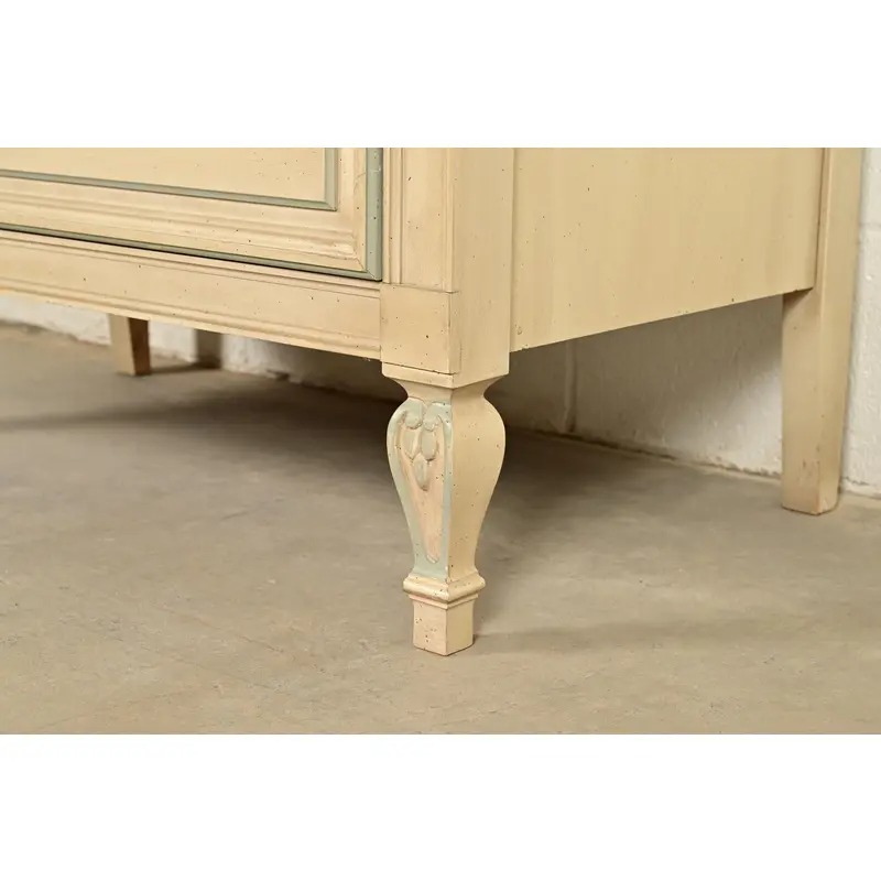 John Widdicomb Style French Regency Louis XVI Cream Lacquered Highboy Dresser, Circa 1960s - Image 14