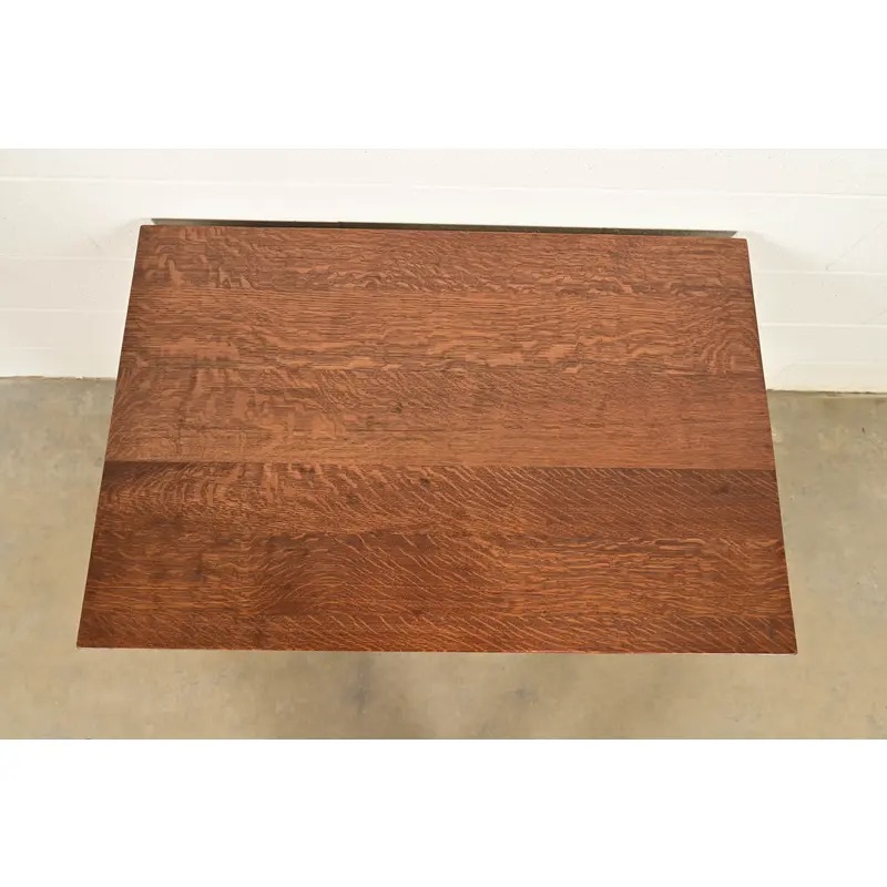 Lifetime Furniture Antique Mission Oak Arts & Crafts Desk or Library Table, Circa 1910 - Image 14