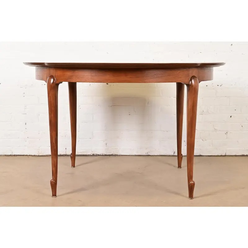 Mastercraft Mid-Century Hollywood Regency Cherry and Burl Wood Extension Dining Table, Newly Refinished - Image 14