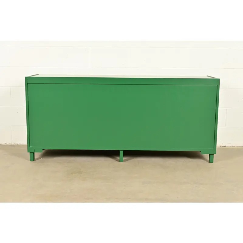 Michael Taylor for Baker Furniture Mid-Century Hollywood Regency Green Lacquered Campaign Dresser, Newly Refinished - Image 14