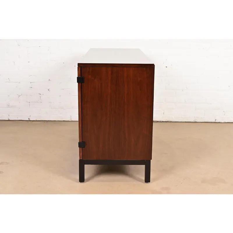 Milo Baughman for Directional Walnut and Ebonized Sideboard Credenza, Newly Refinished - Image 14