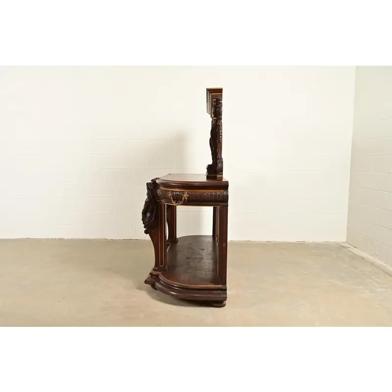 R. J. Horner Renaissance Revival Ornate Carved Oak Sideboard or Bar Cabinet, Circa 1880s - Image 14