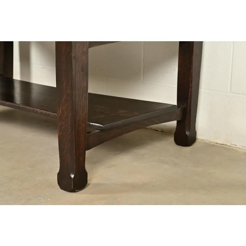 Stickley Brothers Style Antique Mission Oak Arts & Crafts Desk or Library Table, Circa 1910 - Image 14