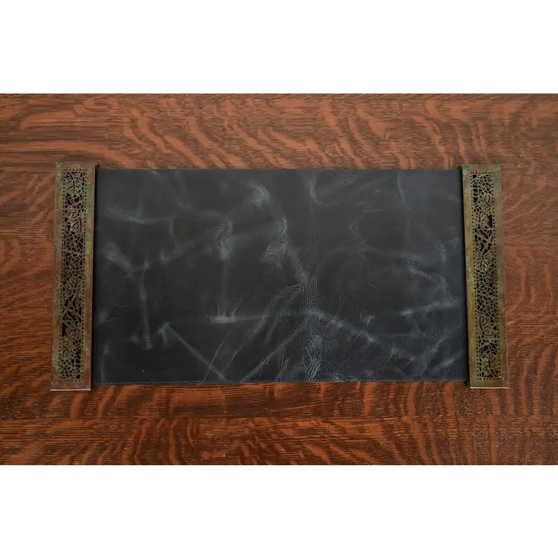 Tiffany Studios New York Grapevine Bronze Blotter Ends With Leather Desk Blotter