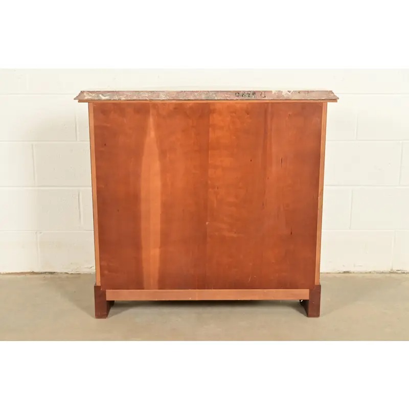 Baker Furniture Italian Provincial Carved Cherry Wood, Parcel Gilt, and Marble Top Demilune Sideboard or Bar Cabinet - Image 15