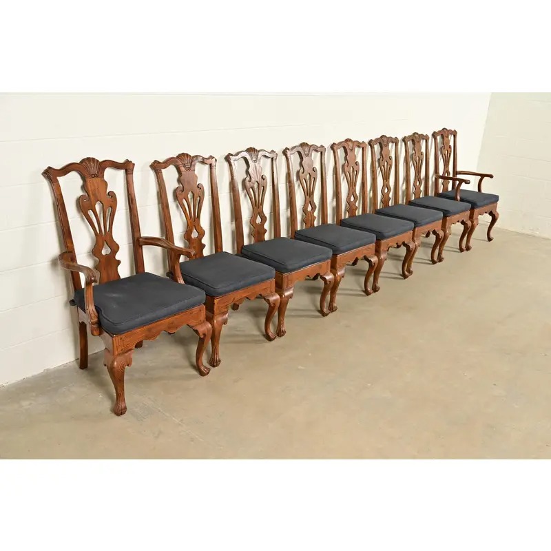 Henredon Georgian Carved Solid Oak Armchairs, Pair - Image 15