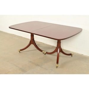 Kittinger Georgian Banded Mahogany Double Pedestal Dining Table, Newly Refinished