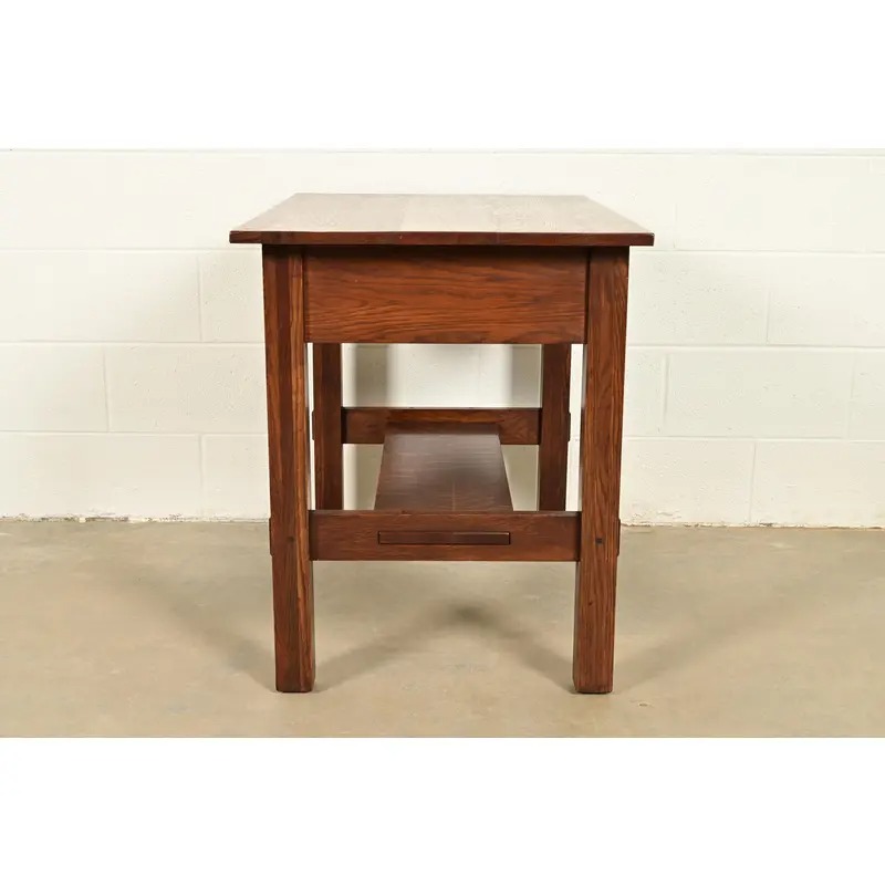Lifetime Furniture Antique Mission Oak Arts & Crafts Desk or Library Table, Circa 1910 - Image 15