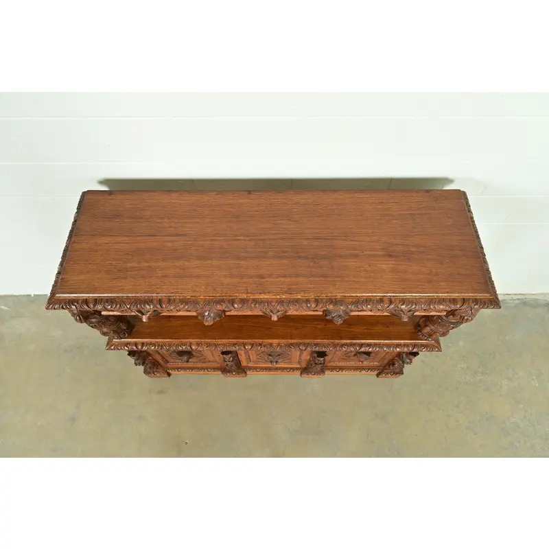 R. J. Horner Style Renaissance Revival Carved Oak Sideboard or Bar Cabinet, Circa 1890s - Image 15