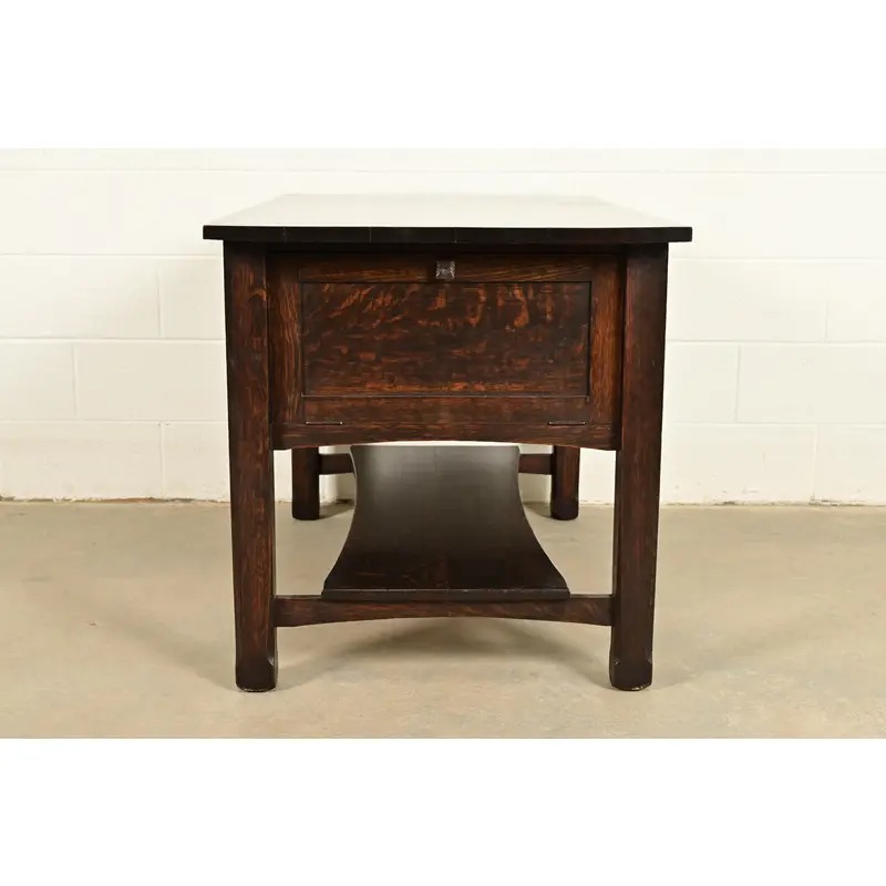 Stickley Brothers Style Antique Mission Oak Arts & Crafts Desk or Library Table, Circa 1910 - Image 15