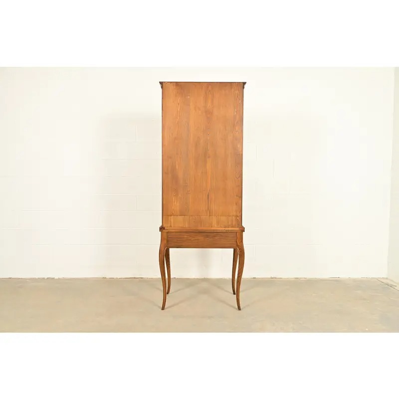 Baker Furniture French Provincial Louis XV Carved Oak Secretary Desk With Bookcase Hutch, Circa 1960s - Image 16